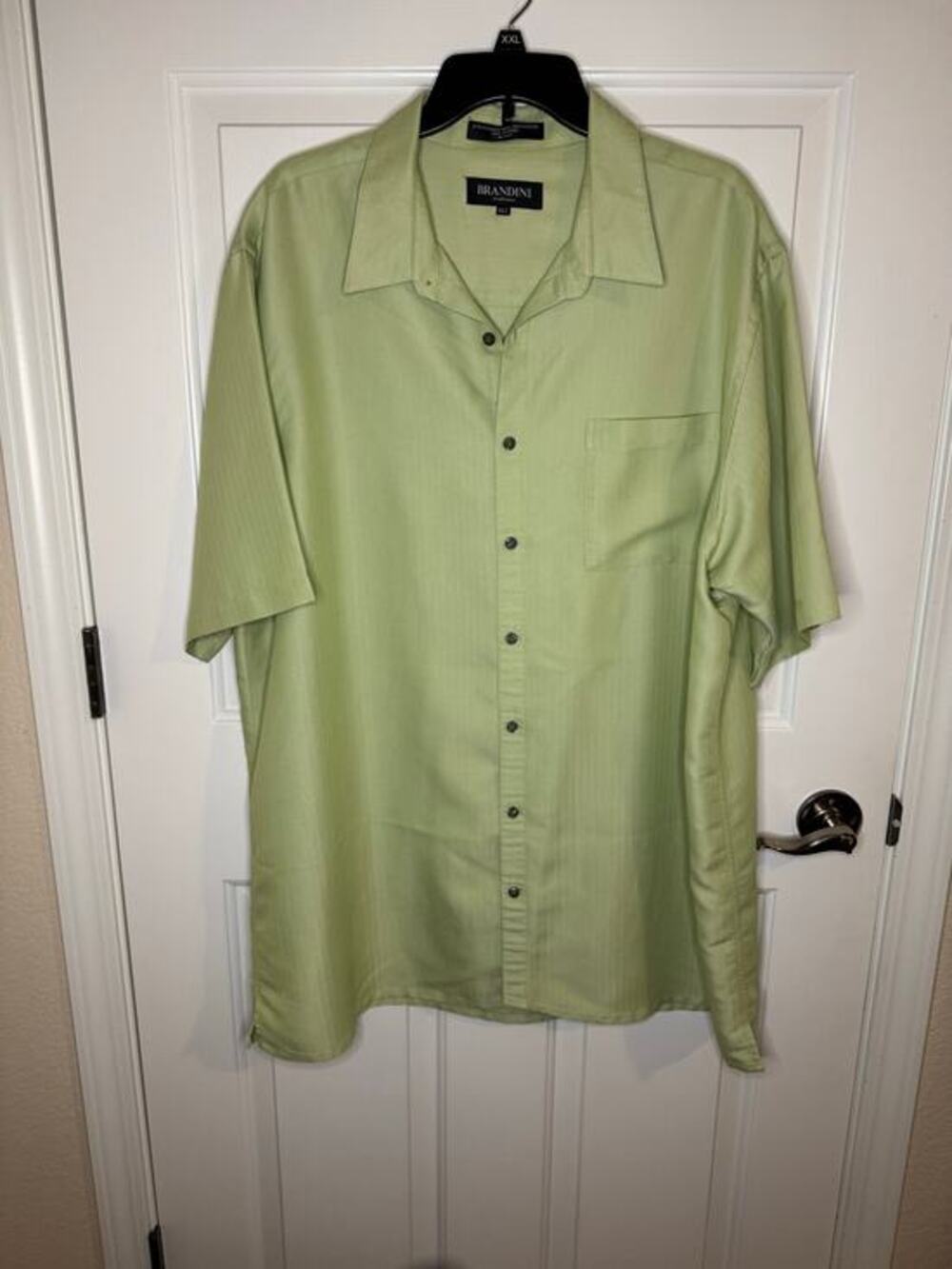 Brandini New Short Sleeve Button Down Camp Shirt Light Green Lightweight XXLT